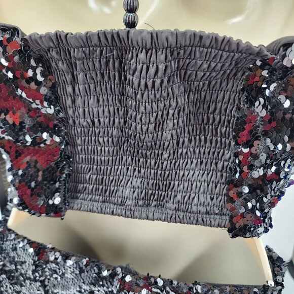 House of Harlow 1960 Women’s XS Black Sequin 2 Pc Halter Crop Top Pants Set New - Picture 10 of 14